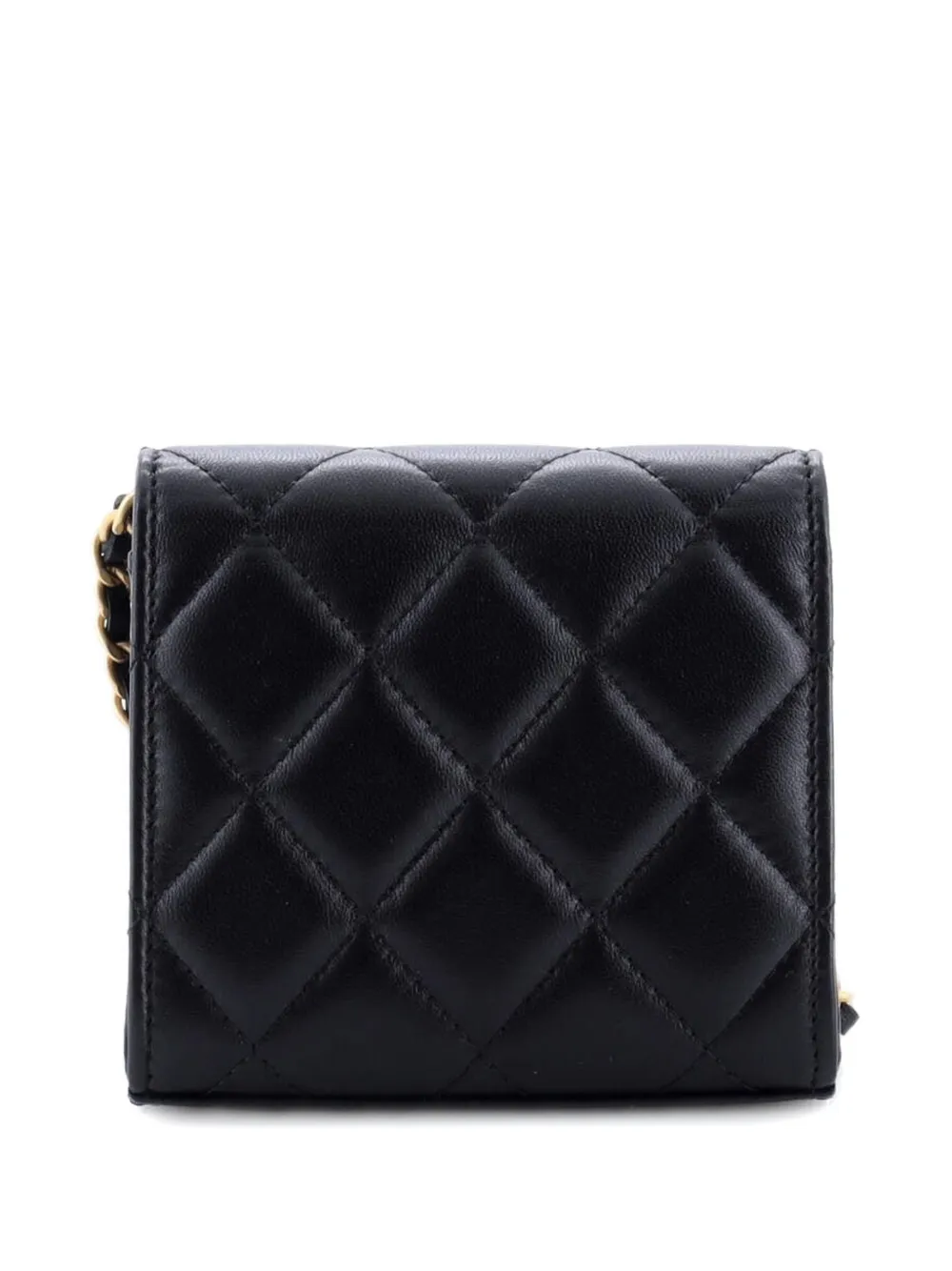 Pre-owned Chanel Coco Love Cc Heart Clutch With Chain Quilted Lambskin Mini Crossbody Bag In Black