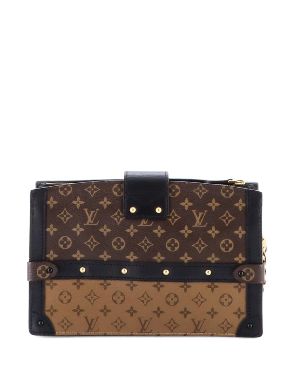 Pre-owned Louis Vuitton Trunk Reverse Monogram Canvas Clutch Bag In Brown