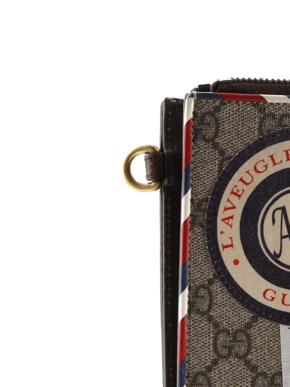 Pre-owned Gucci Courrier Pouch Gg Coated Canvas With Applique Clutch Bag In Brown