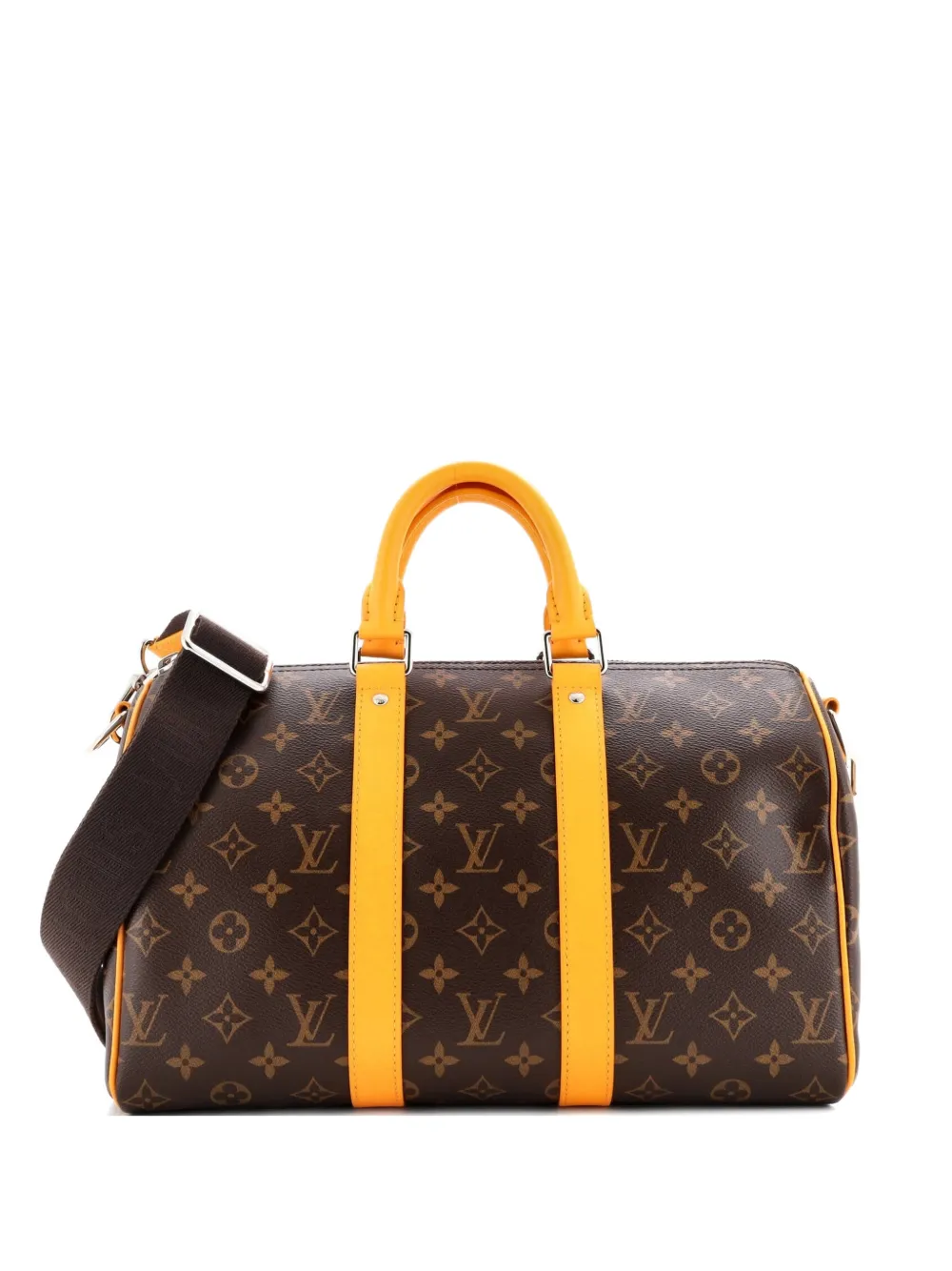 Pre-owned Louis Vuitton Keepall Bandouliere Bag Macassar Monogram Canvas 35 Crossbody Bag In Brown