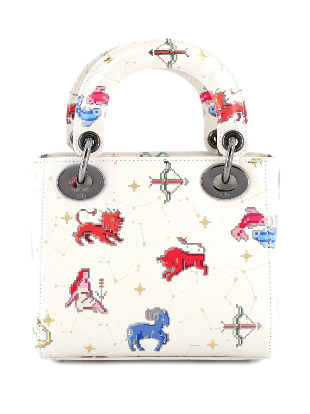 Lady Dior Bag Limited Edition Pixel Zodiac Printed Calfskin Mini Shoulder Bag
