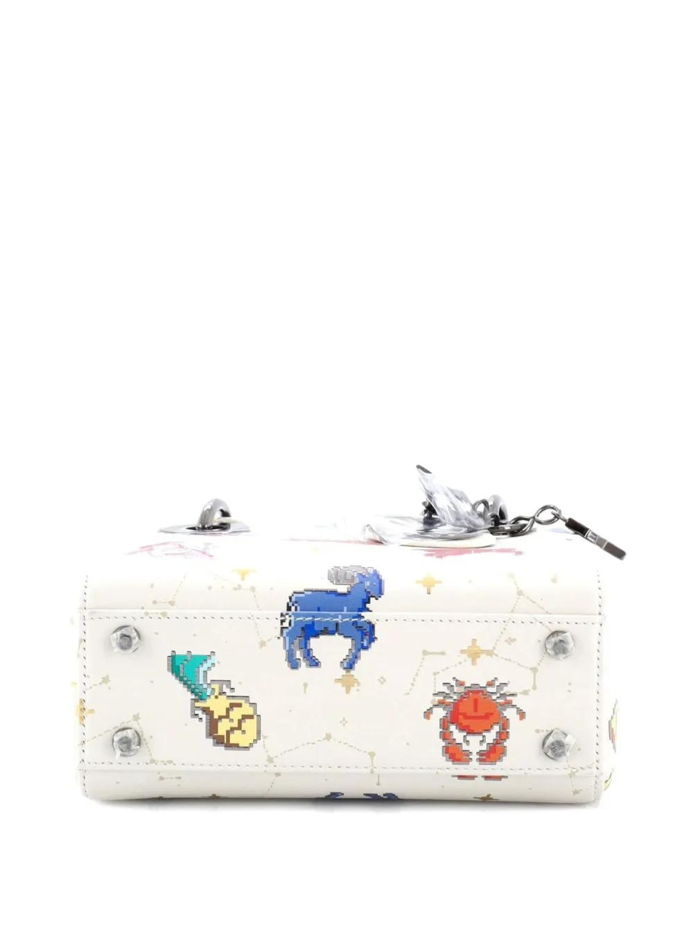 Lady Dior Bag Limited Edition Pixel Zodiac Printed Calfskin Mini Shoulder Bag