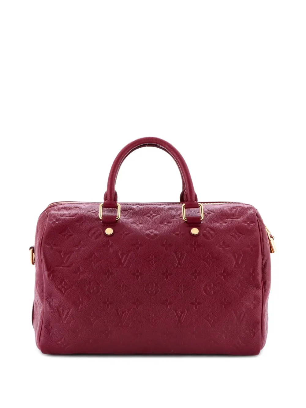 Pre-owned Louis Vuitton Speedy Bandouliere Bag Monogram Empreinte Leather 30 Satchel In Red