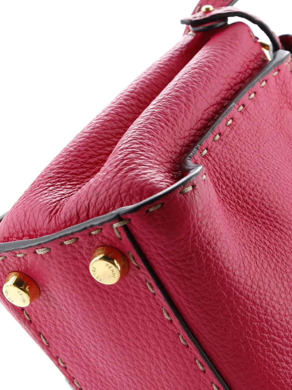 Pre-owned Fendi Selleria Peekaboo Bag Leather Mini Satchel In Pink