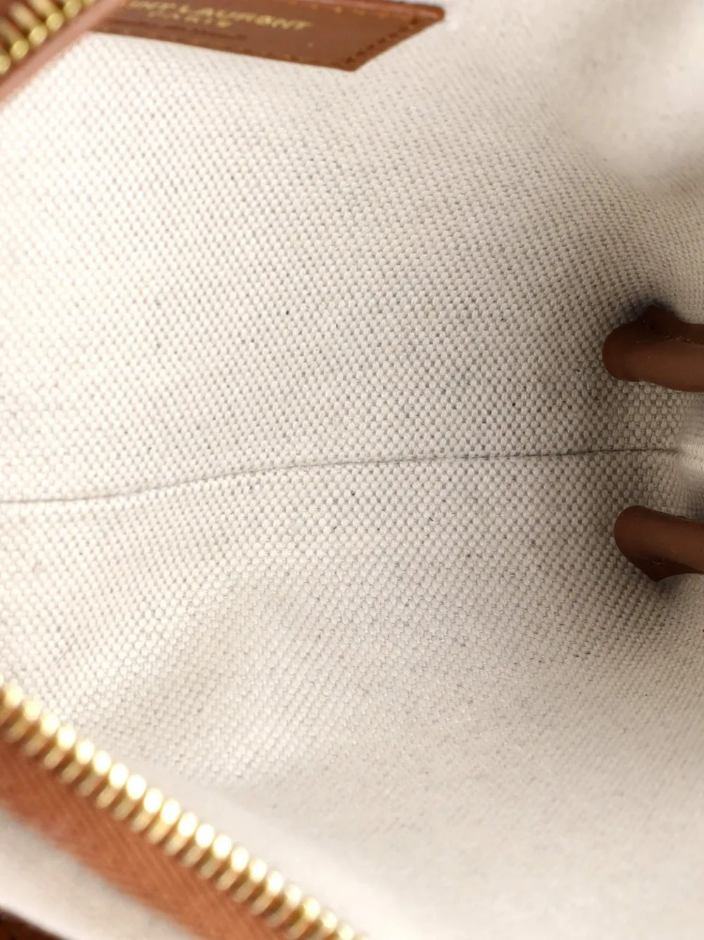 Pre-owned Saint Laurent Gaby Zipped Pouch Canvas Crossbody Bag In Neutral