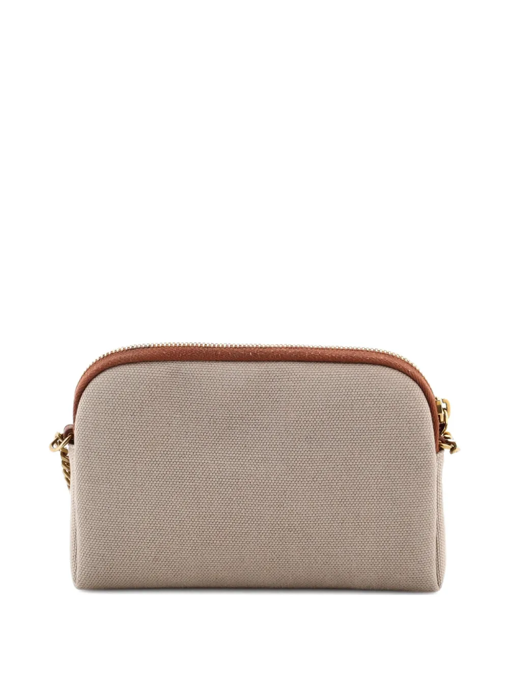Pre-owned Saint Laurent Gaby Zipped Pouch Canvas Crossbody Bag In Neutral