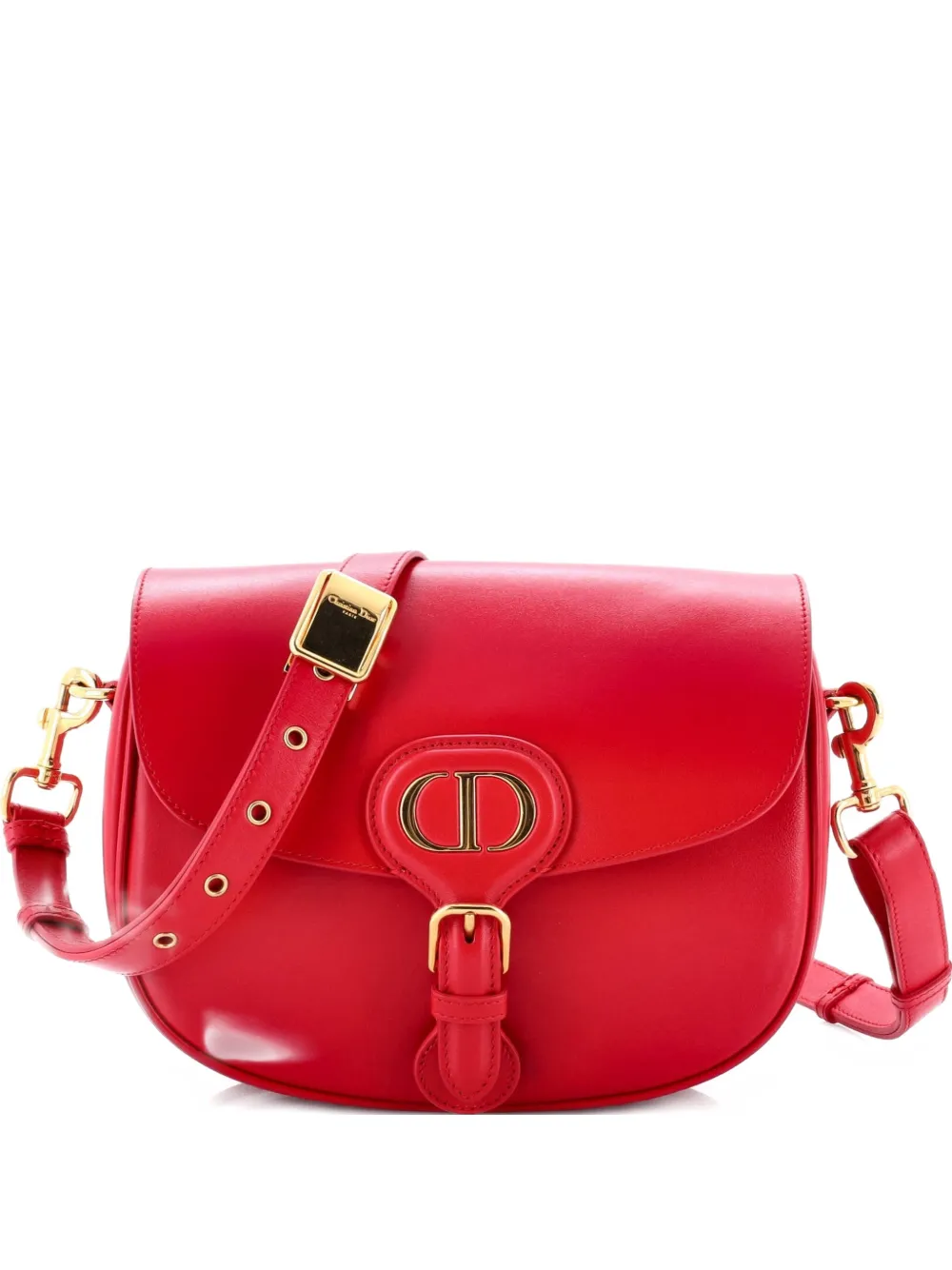 Pre-owned Dior Bobby Flap Bag Leather Medium Crossbody Bag In Red