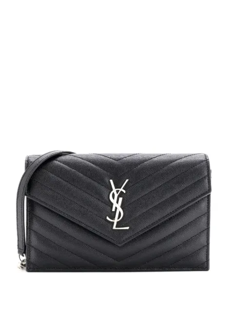 Saint Laurent Pre-Owned Classic Monogram Wallet on Chain Matelasse Chevron Leather Small crossbody bag