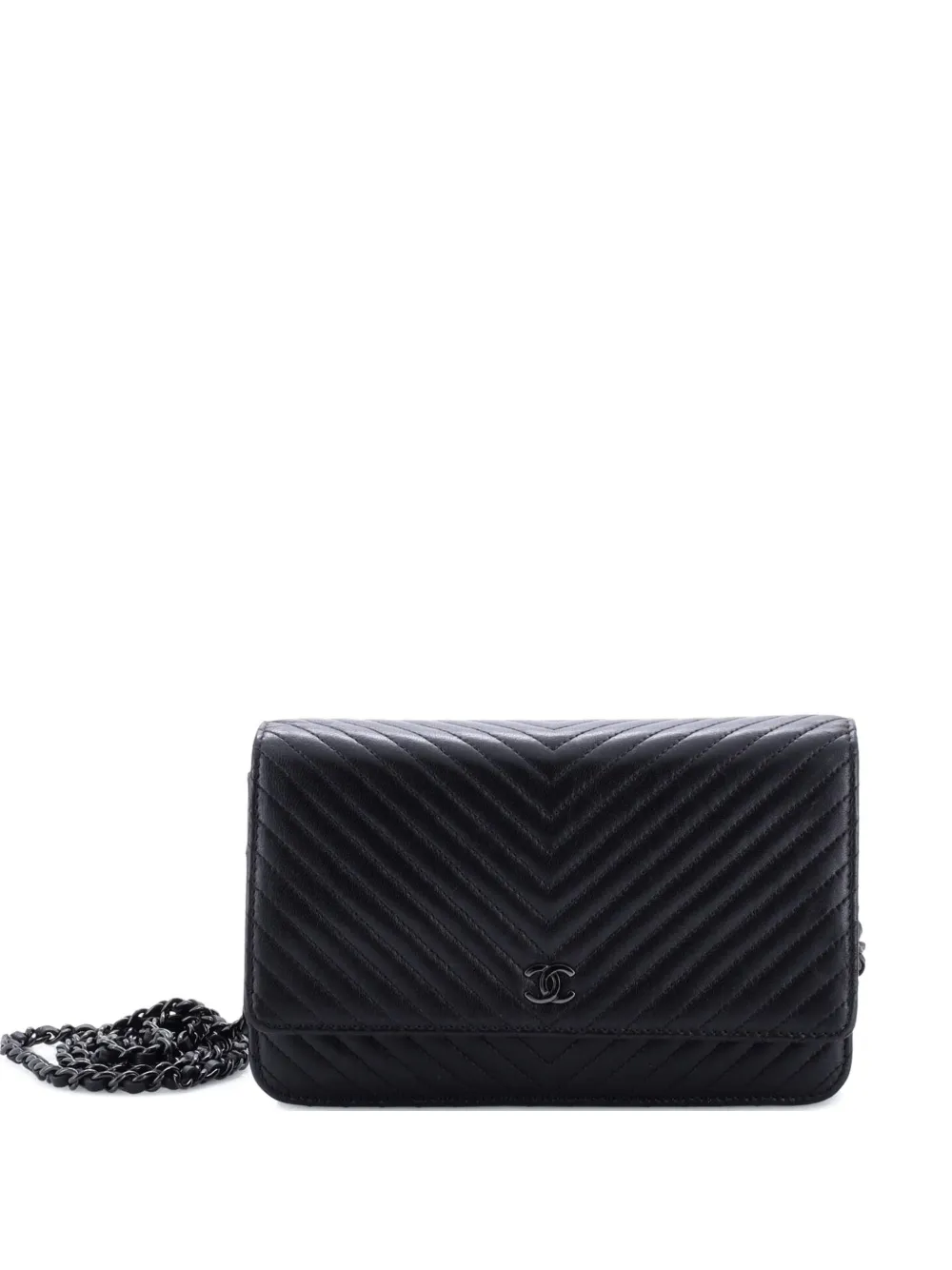 CHANEL Pre-Owned So Black Wallet on Chain Chevron Lambskin crossbody bag - Nero
