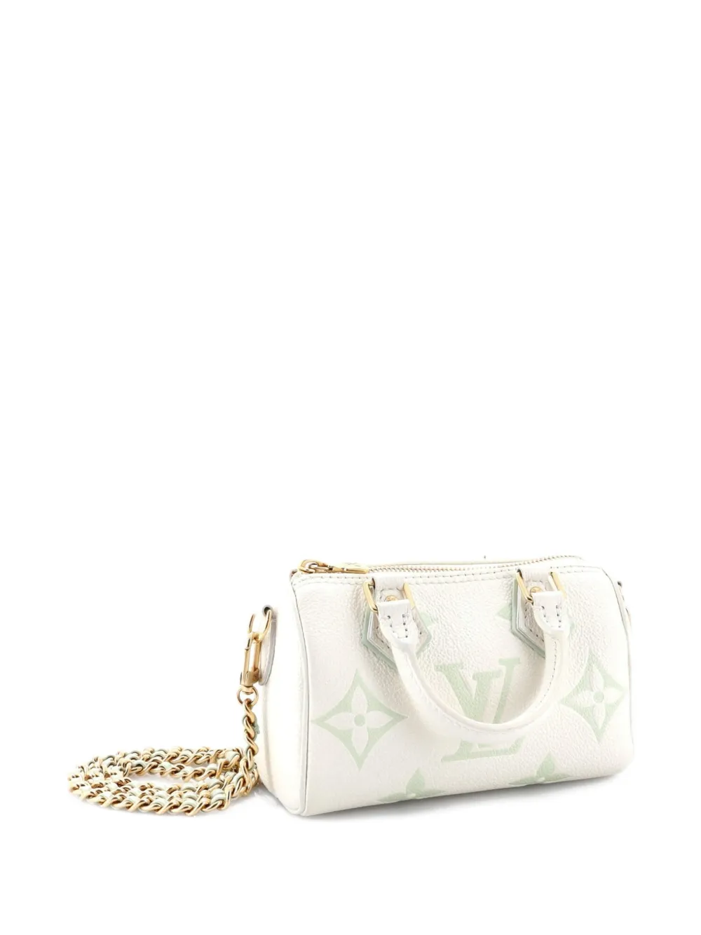 LOUIS VUITTON Pre-owned Chain Speedy Bandouliere Nm Bag Bicolor Monogram Empreinte Giant Nano Shoulder Bag In Green