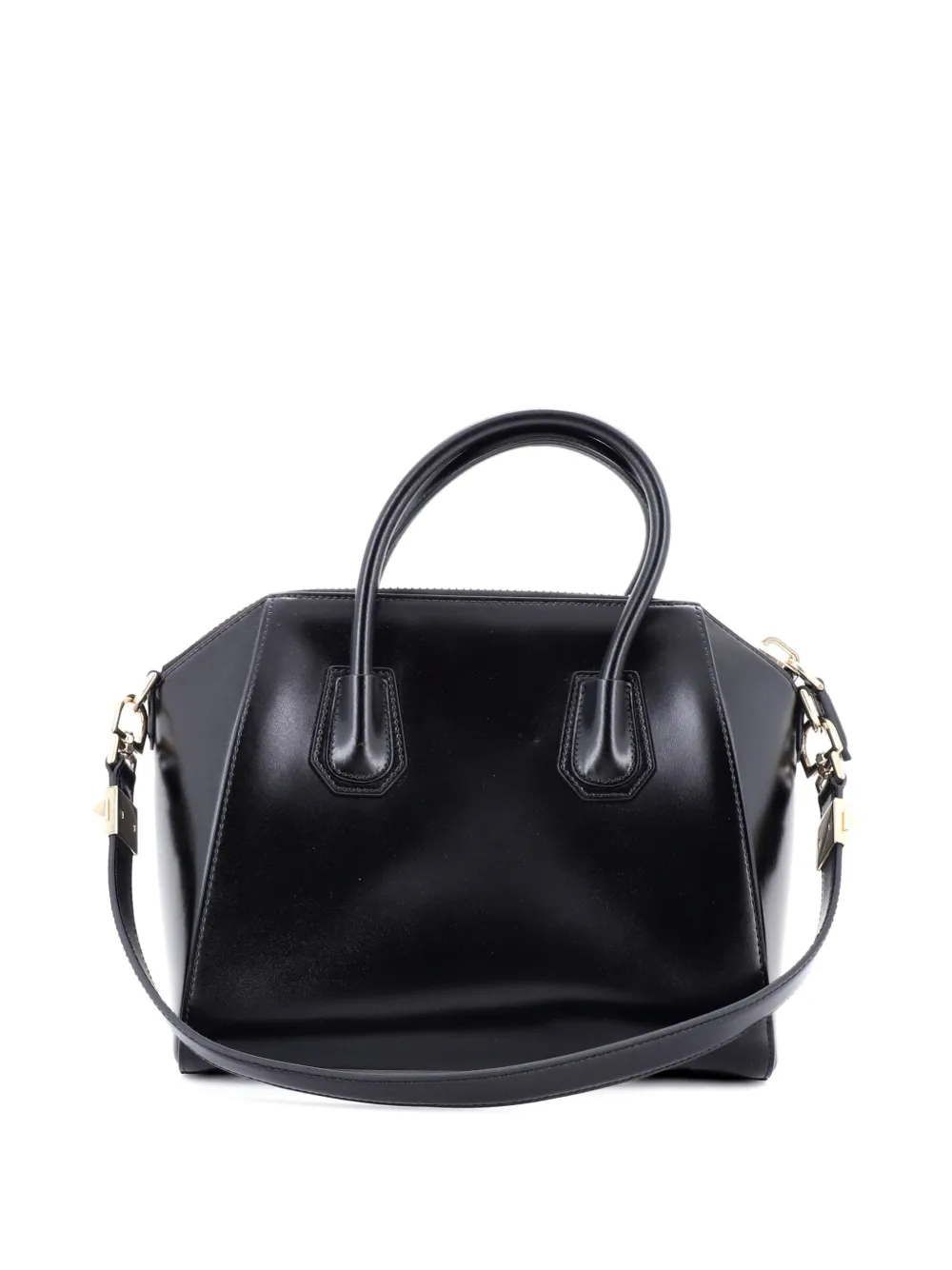 Pre-owned Givenchy Antigona Bag Glazed Leather Small Satchel In Black