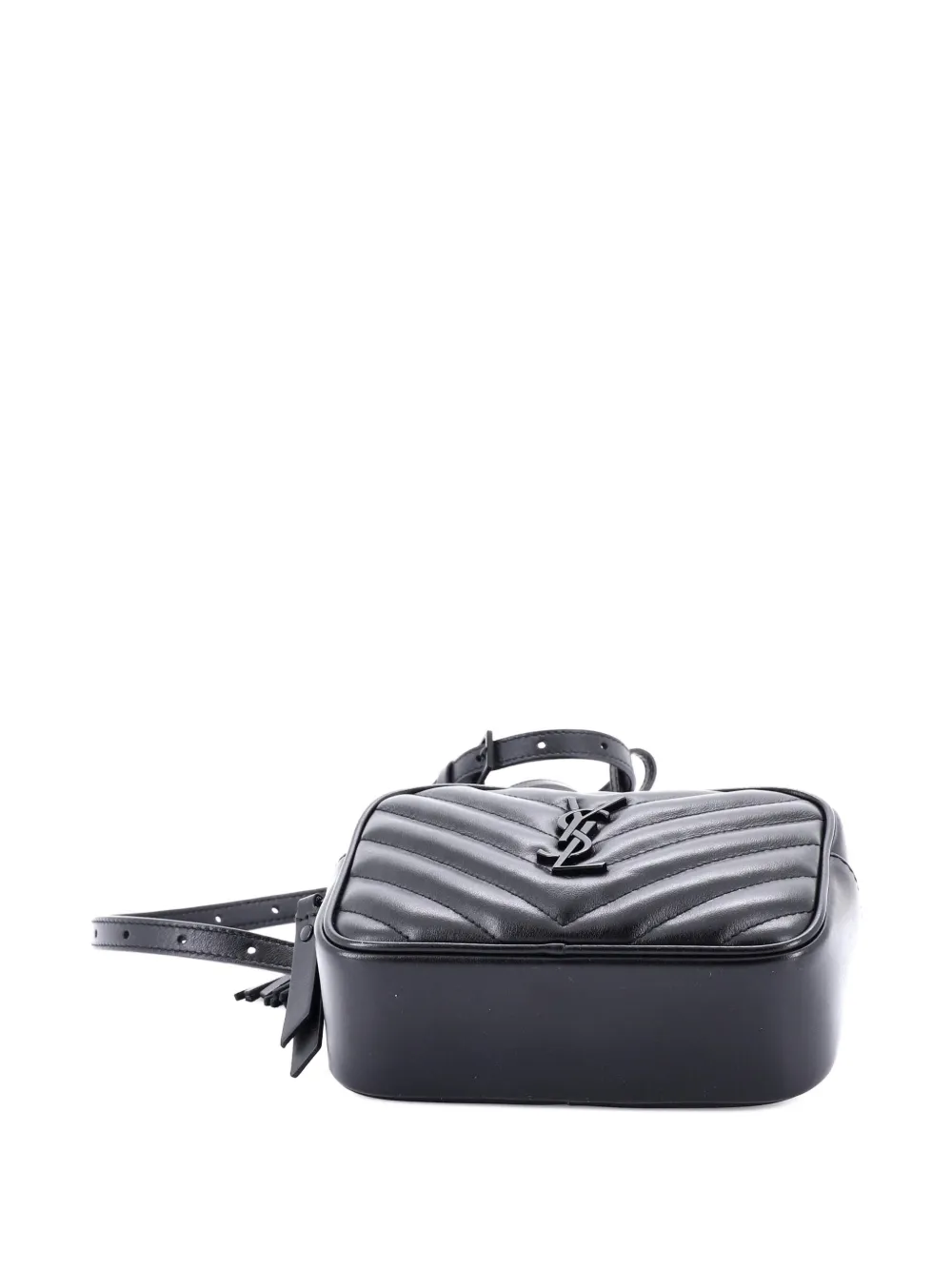 SAINT LAURENT Pre-owned Lou Matelasse Chevron Leather Belt Bag In Black