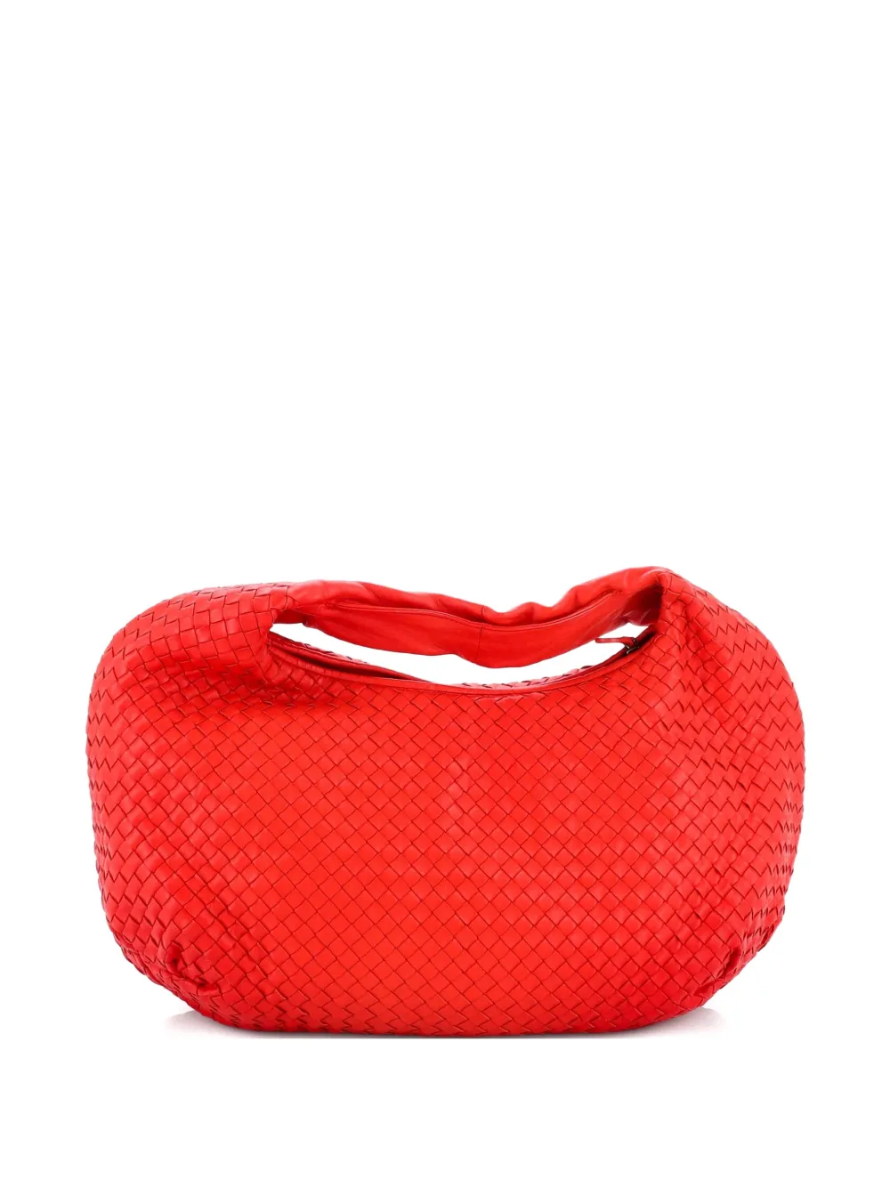 Pre-owned Bottega Veneta Belly Intrecciato Nappa Large Hobo Bag In Red