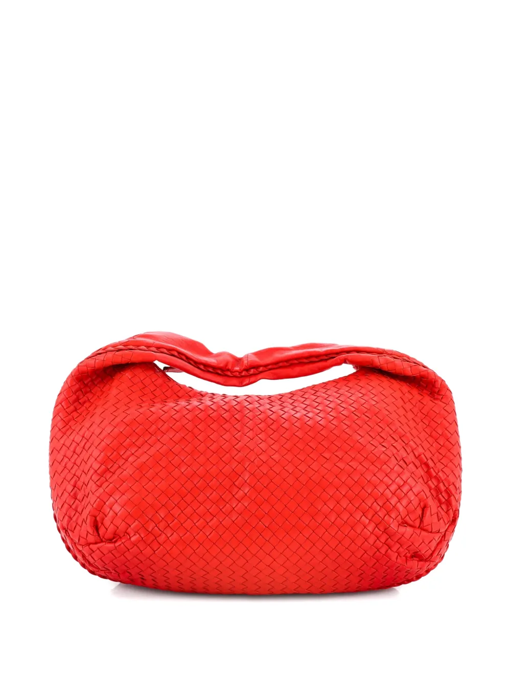 Pre-owned Bottega Veneta Belly Intrecciato Nappa Large Hobo Bag In Red