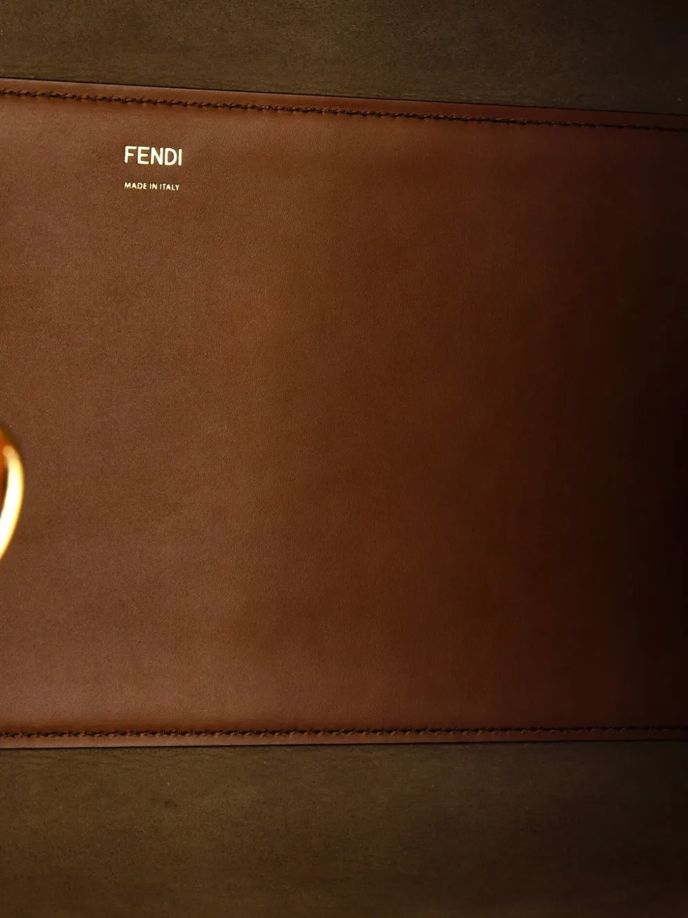 Pre-owned Fendi Sunshine Shopper Leather Large Tote Bag In Brown