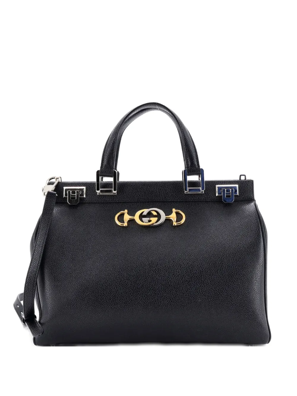 Pre-owned Gucci Zumi Top Handle Bag Leather Medium Satchel In Black