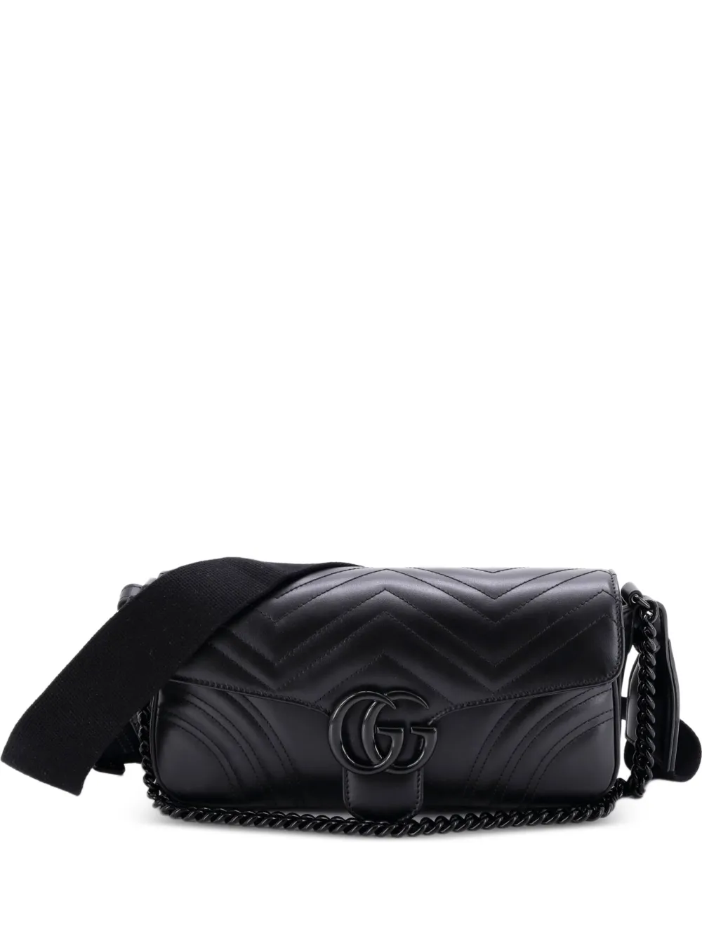 Gucci Pre-Owned GG Marmont Monochrome Flap Bag Matelasse Leather Medium crossbody bag - Nero