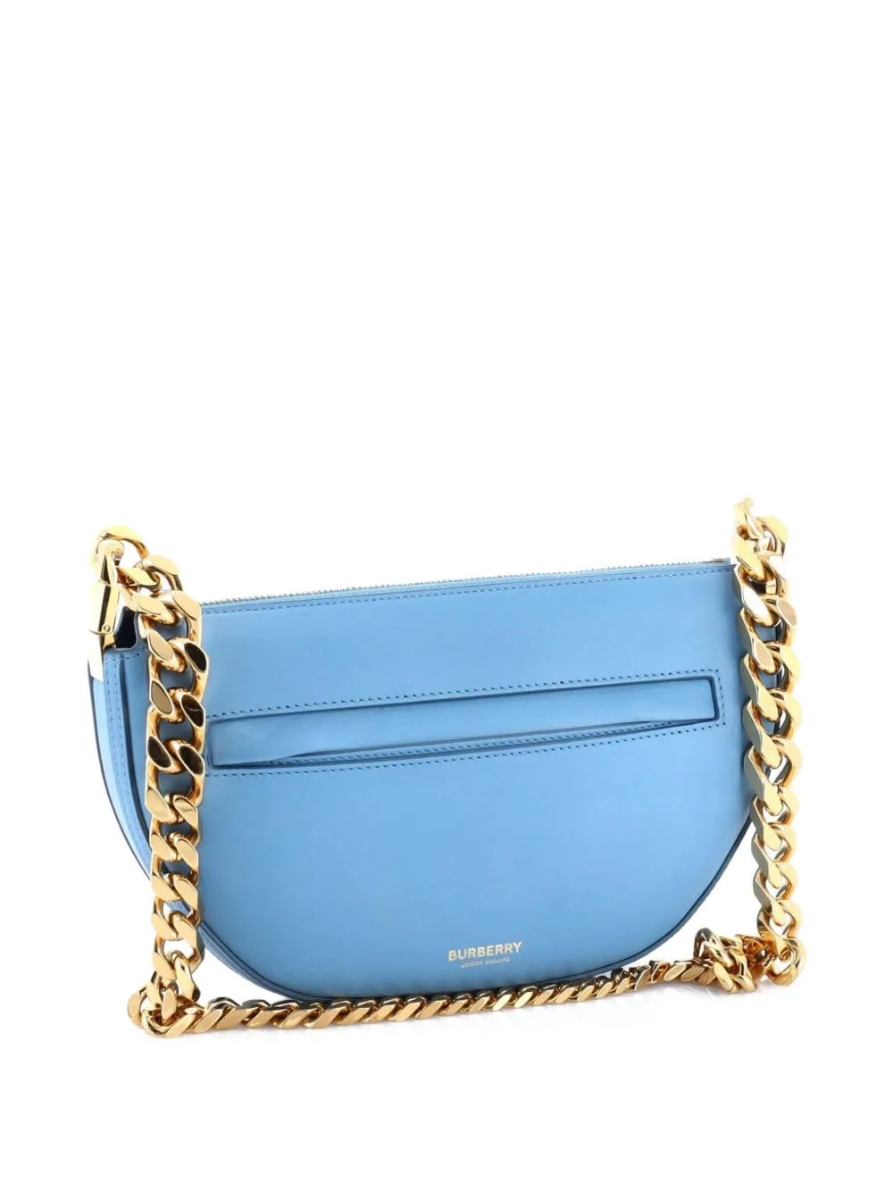 BURBERRY Pre-owned Olympia Zip Chain Leather Mini Shoulder Bag In Blue