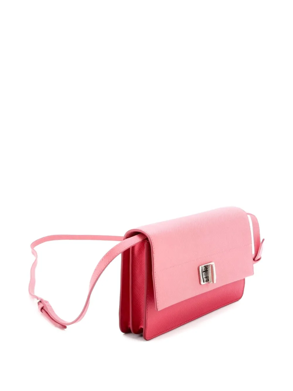 PRADA Pre-owned Turn Lock Wallet Saffiano Leather Small Crossbody Bag In Pink