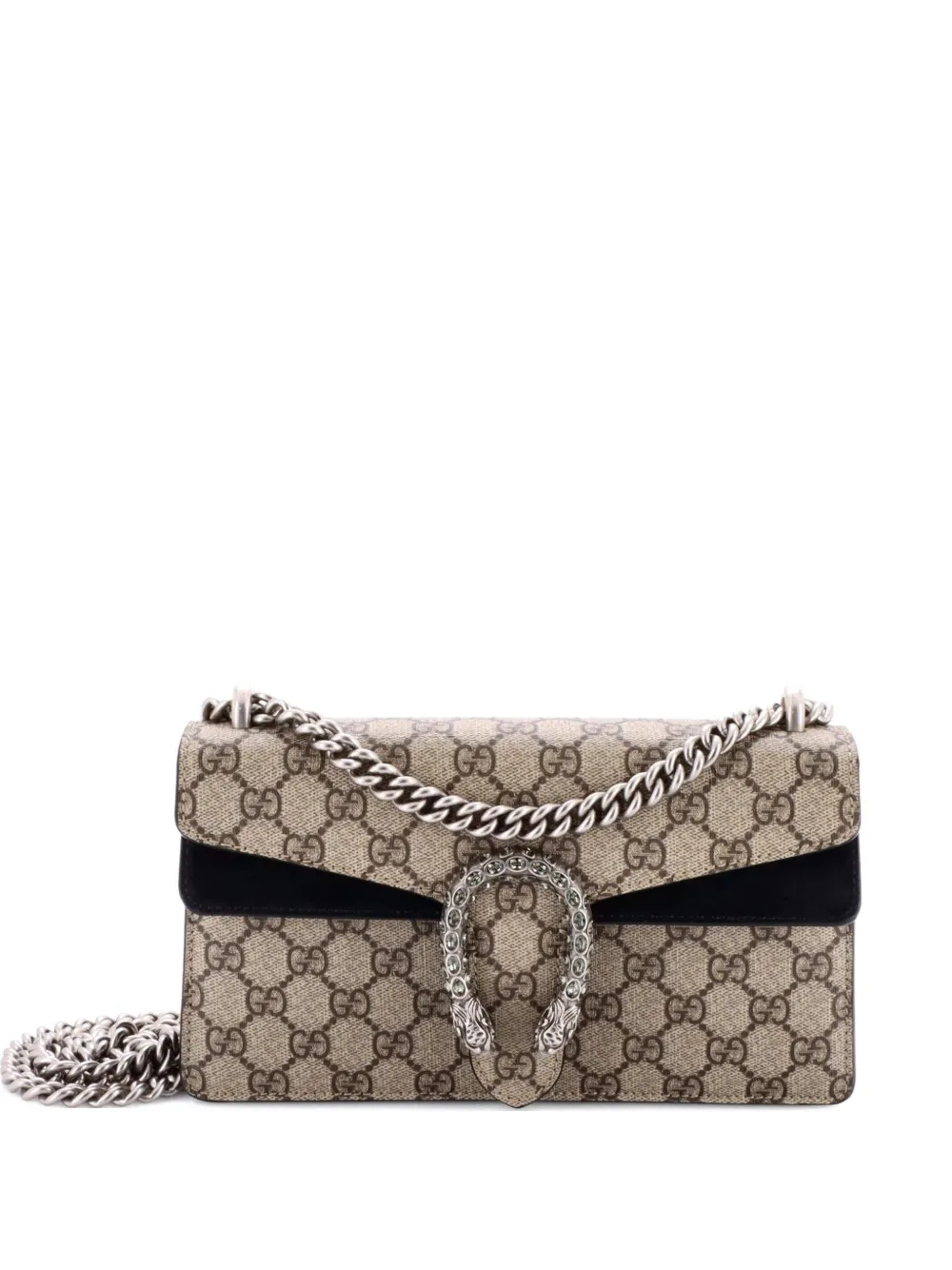 Gucci Pre-Owned Dionysus Bag GG Coated Canvas with Crystal Embellished Metal Small shoulder bag - Marrone