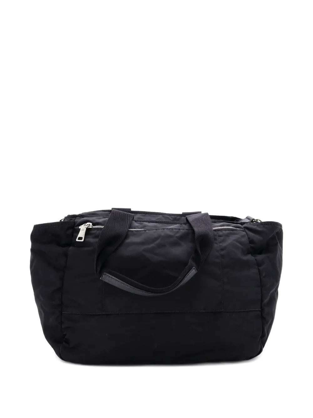 Pre-owned Prada Necessaire Diaper Bag Tessuto Tote Bag In Black