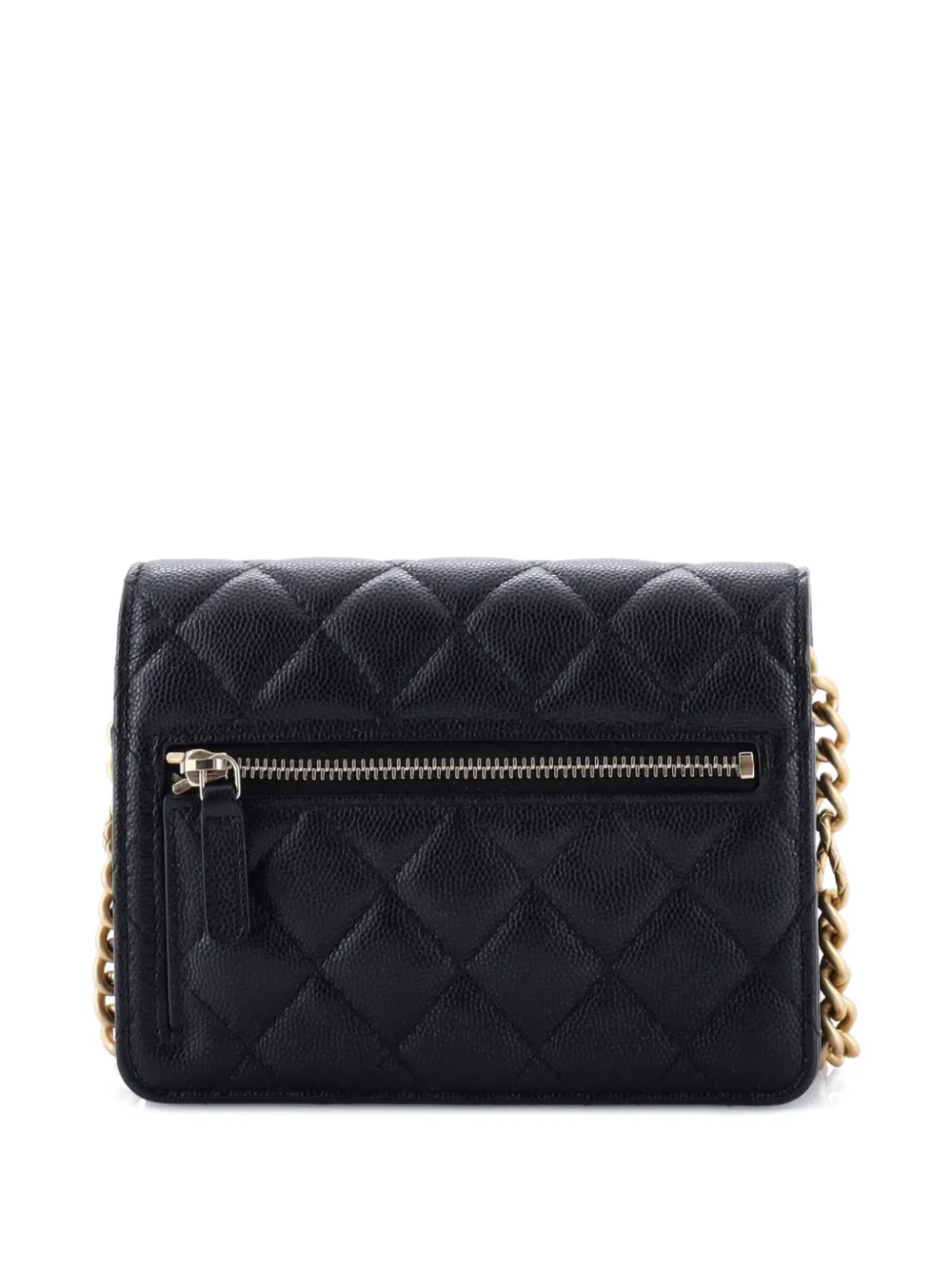 CHANEL Pre-owned Bracelet On Chain Wallet On Chain Quilted Caviar Mini Clutch Bag In Black