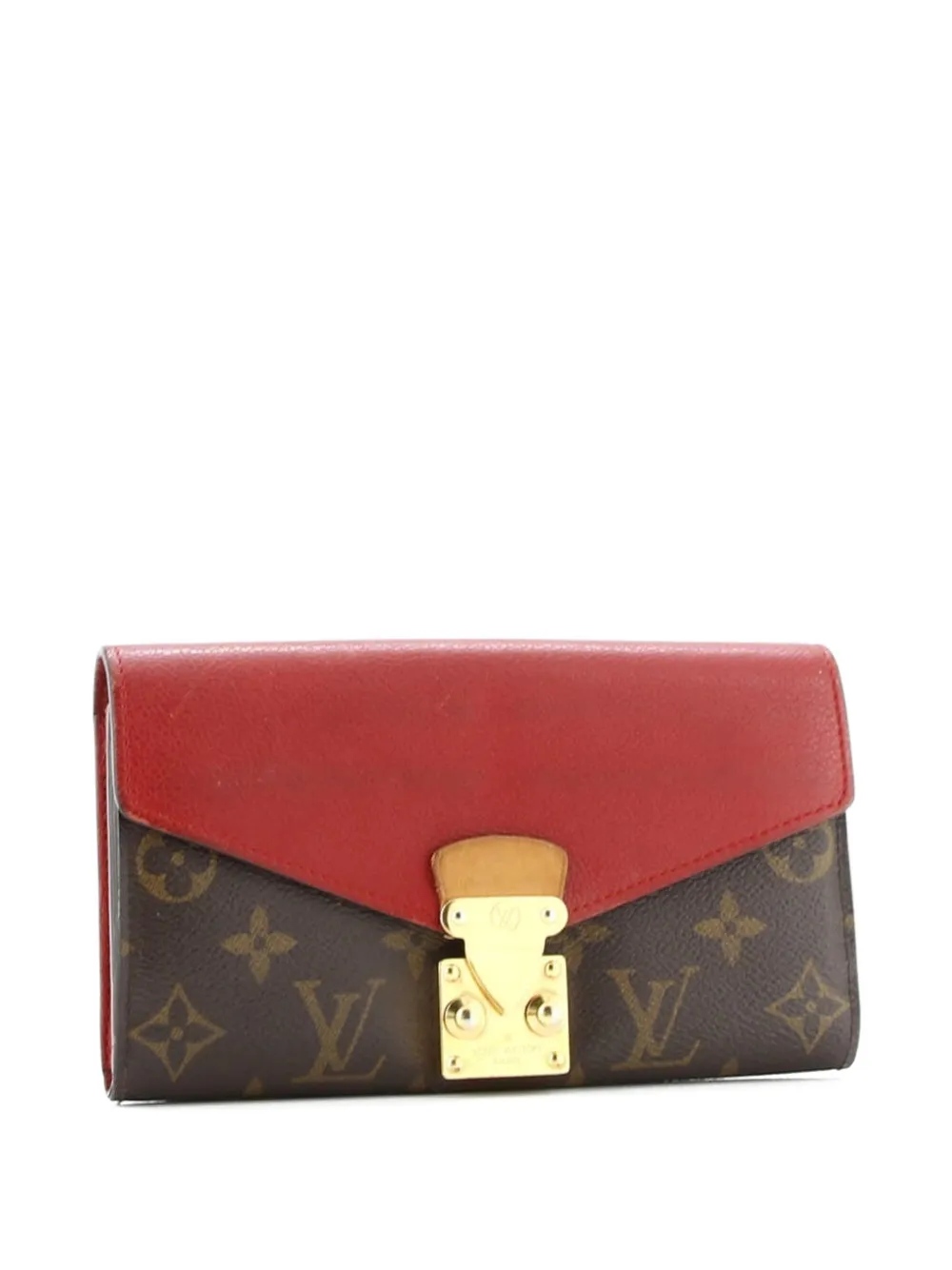 Pre-owned Louis Vuitton Pallas Wallet Monogram Canvas And Calfskin Small Wallets In Brown