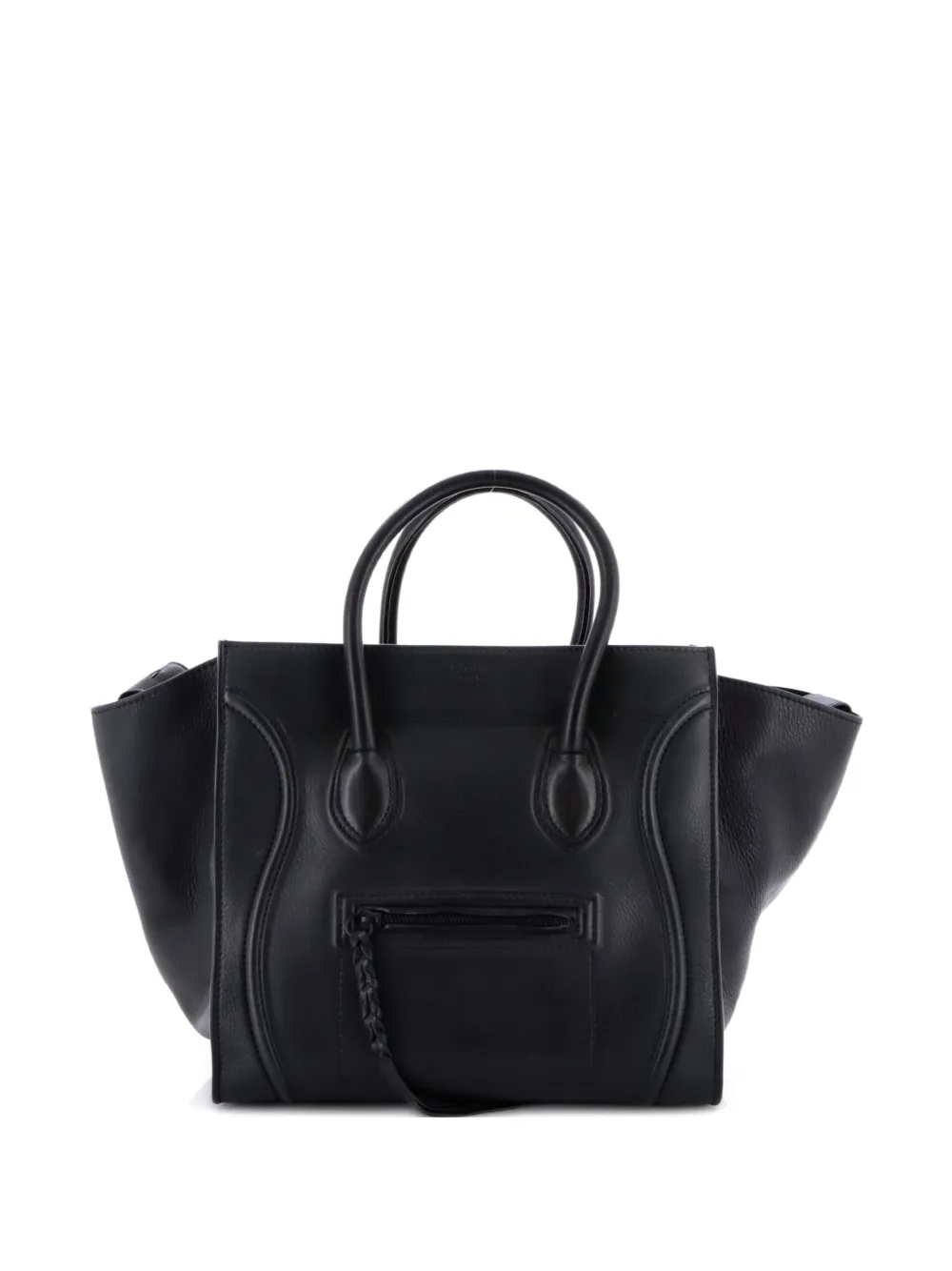 Pre-owned Celine Luggage Bag Python And Leather Mini Satchel In Black