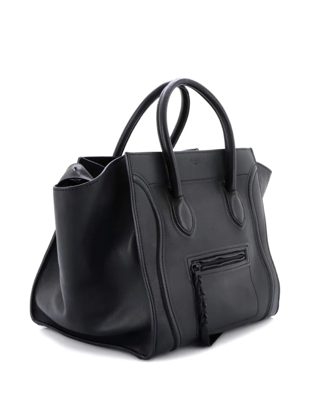 Pre-owned Celine Luggage Bag Python And Leather Mini Satchel In Black