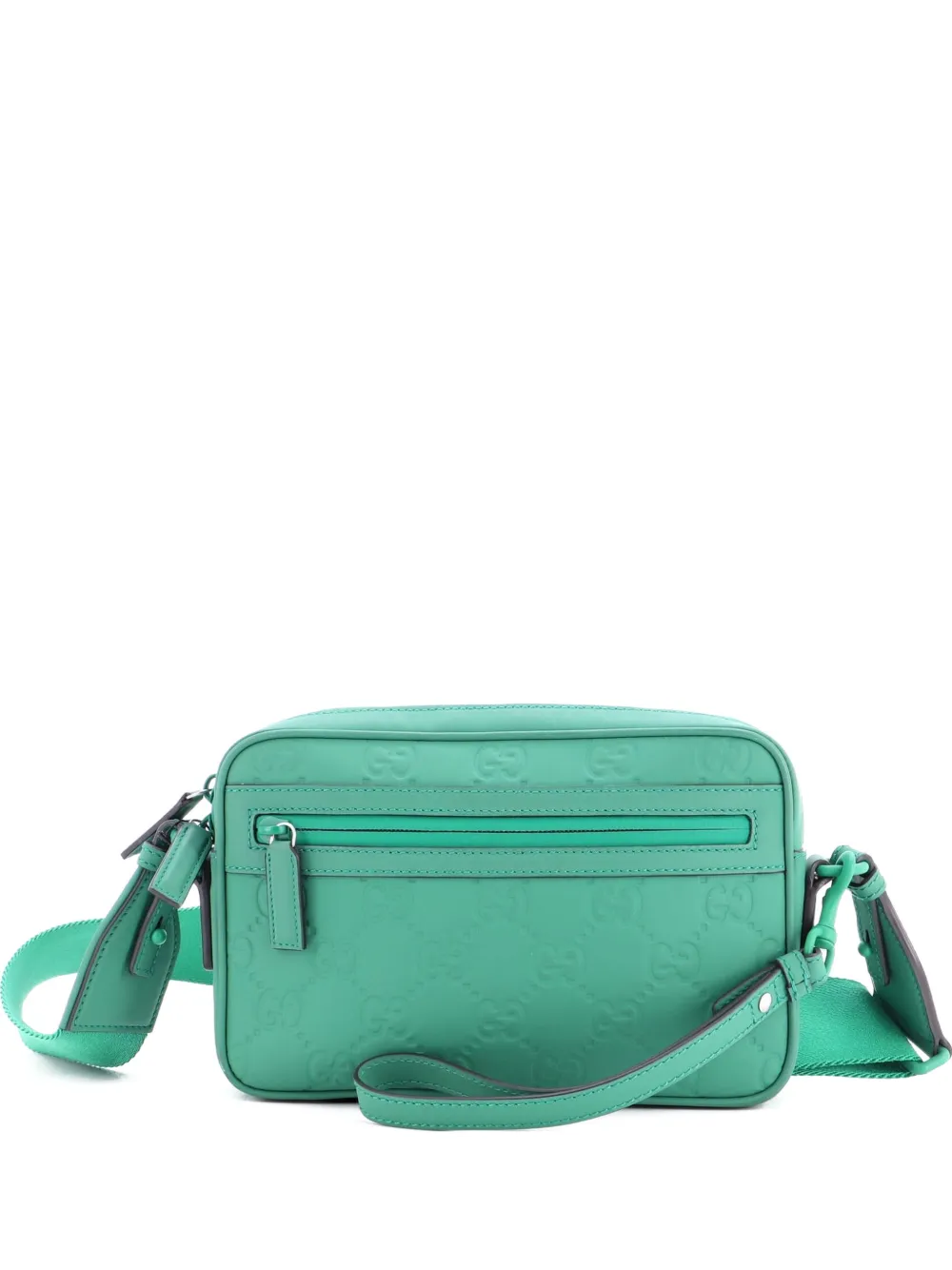 Gucci Pre-Owned Front Zip GG Rubber Effect Leather Small crossbody bag - Verde