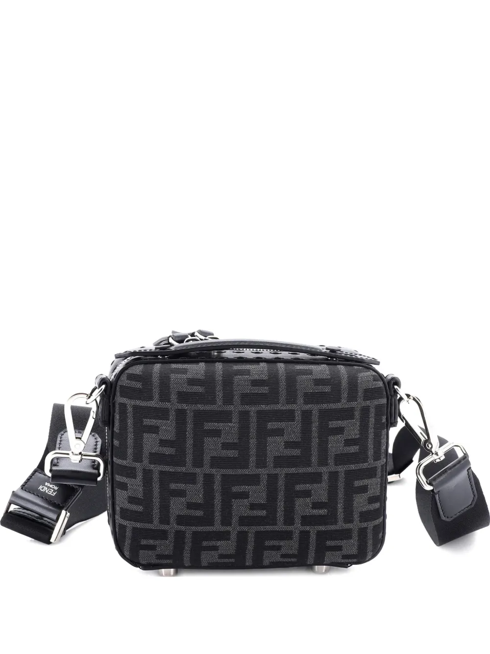 Pre-owned Fendi Suitcase Zucca Canvas Mini Crossbody Bag In Black