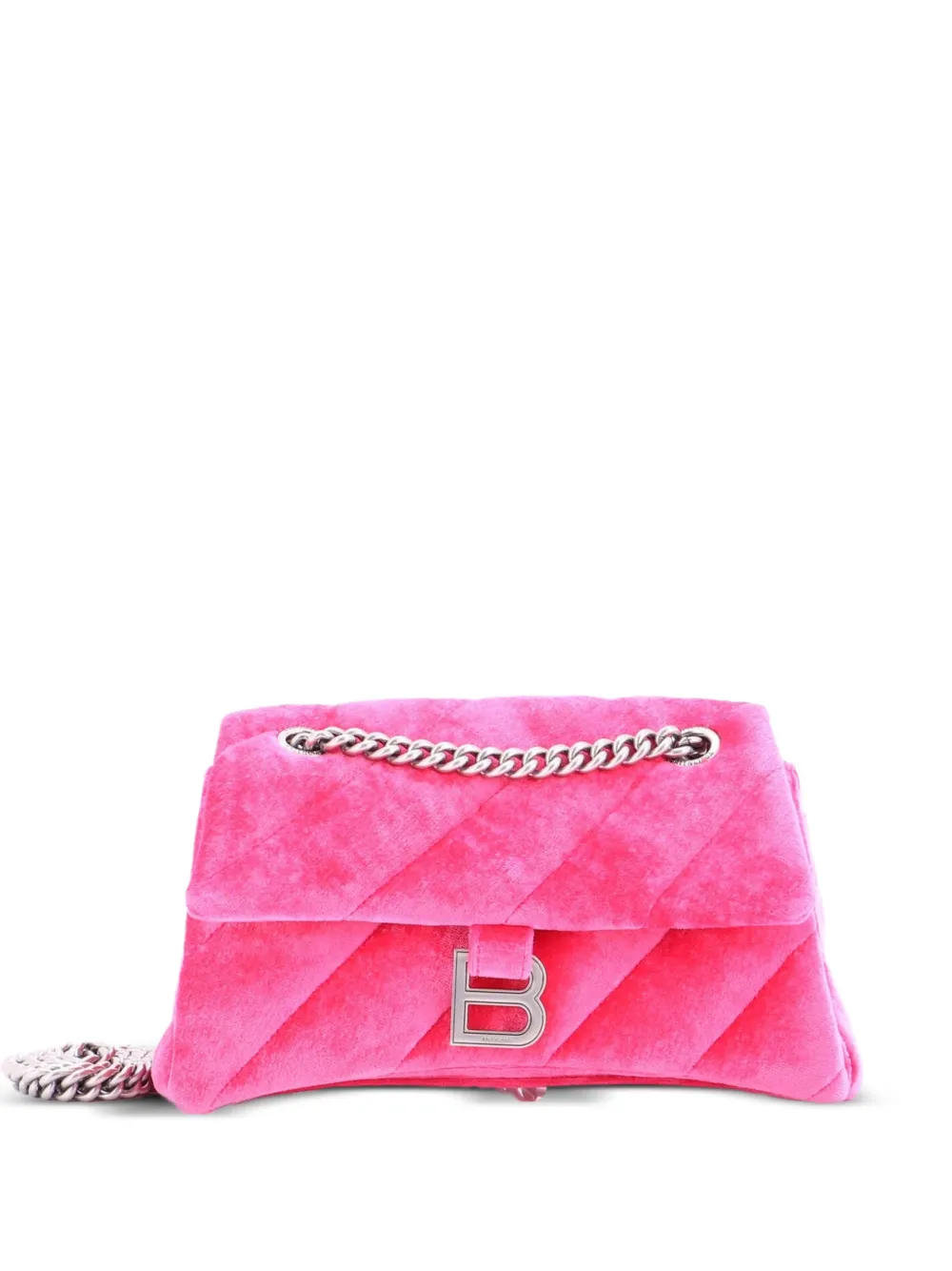Balenciaga Pre-Owned Crush Chain Flap Bag Quilted Velvet Medium shoulder bag - Rosa