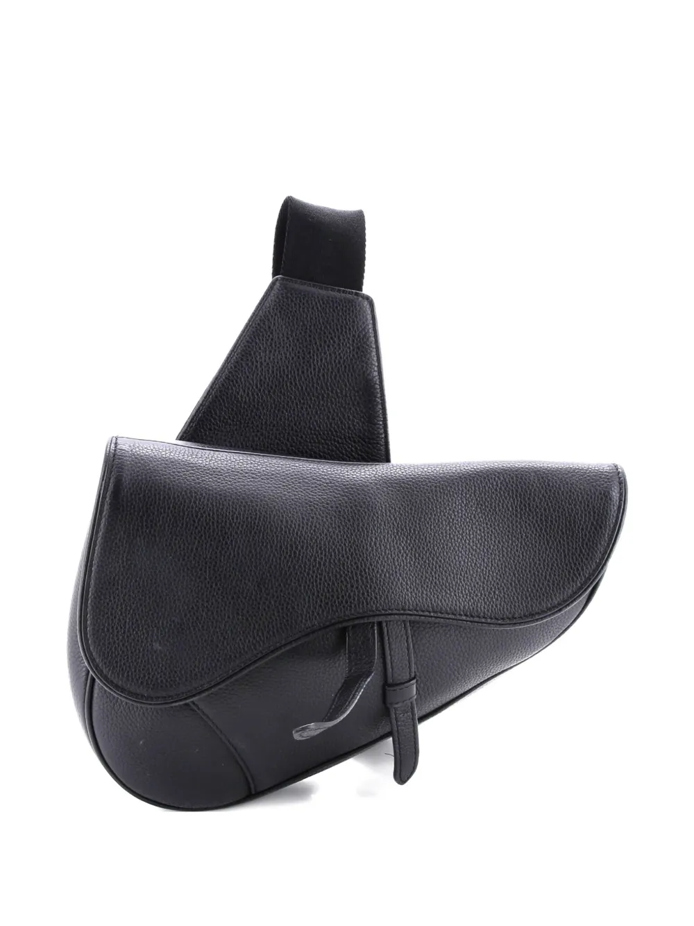Pre-owned Dior Saddle Leather Crossbody Bag In Black
