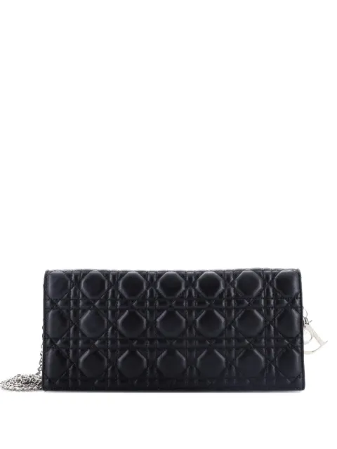 Christian Dior Pre-Owned Lady Dior Convertible Chain Cannage Quilt Leather Long clutch bag
