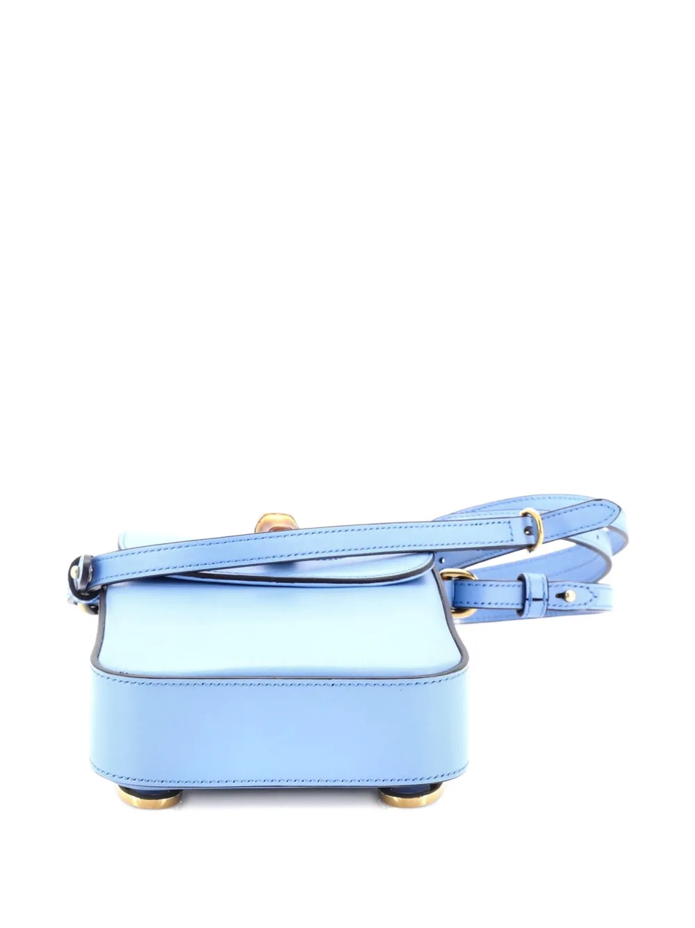 Pre-owned Gucci Bamboo Top Handle Backpack Leather Mini Satchel In Blue