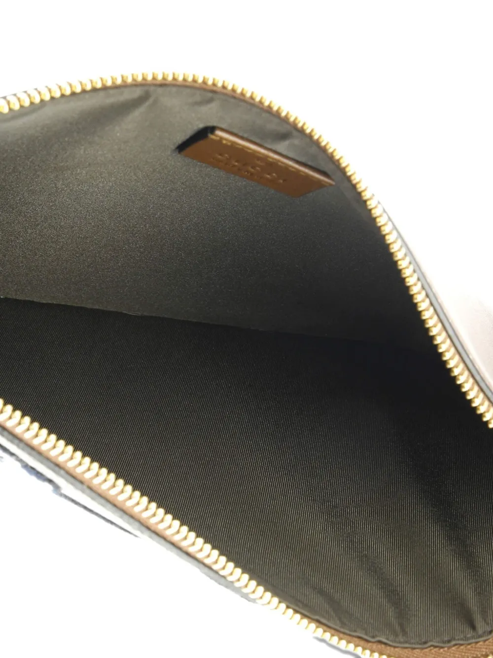 Pre-owned Gucci Zipped Pouch Leather With Applique Large Clutch Bag In Brown