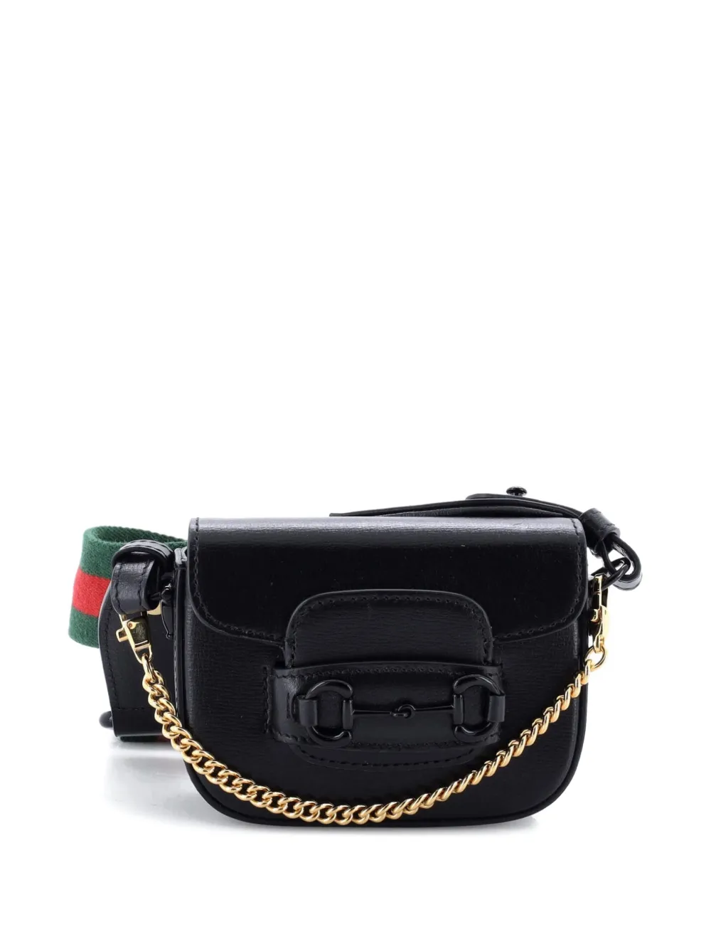 Gucci Pre-Owned Horsebit 1955 Flap Wallet with Strap Leather crossbody bag - Nero
