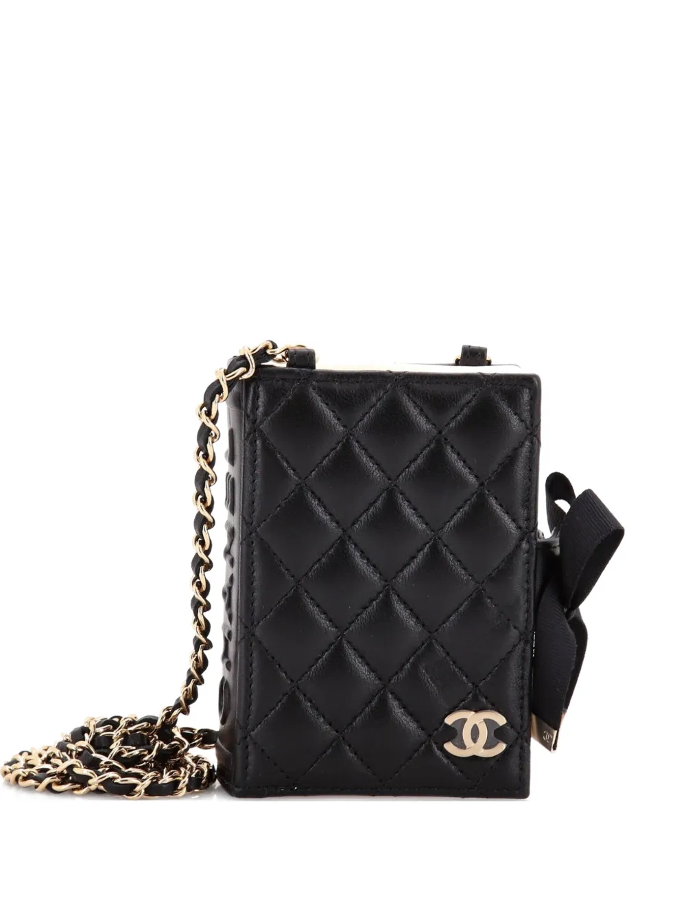 CHANEL Pre-Owned CC Book Card Holder with Chain Quilted Lambskin crossbody bag - Nero