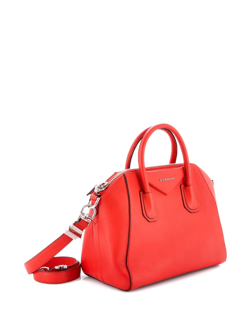 Pre-owned Givenchy Antigona Bag Leather Medium Satchel In Red