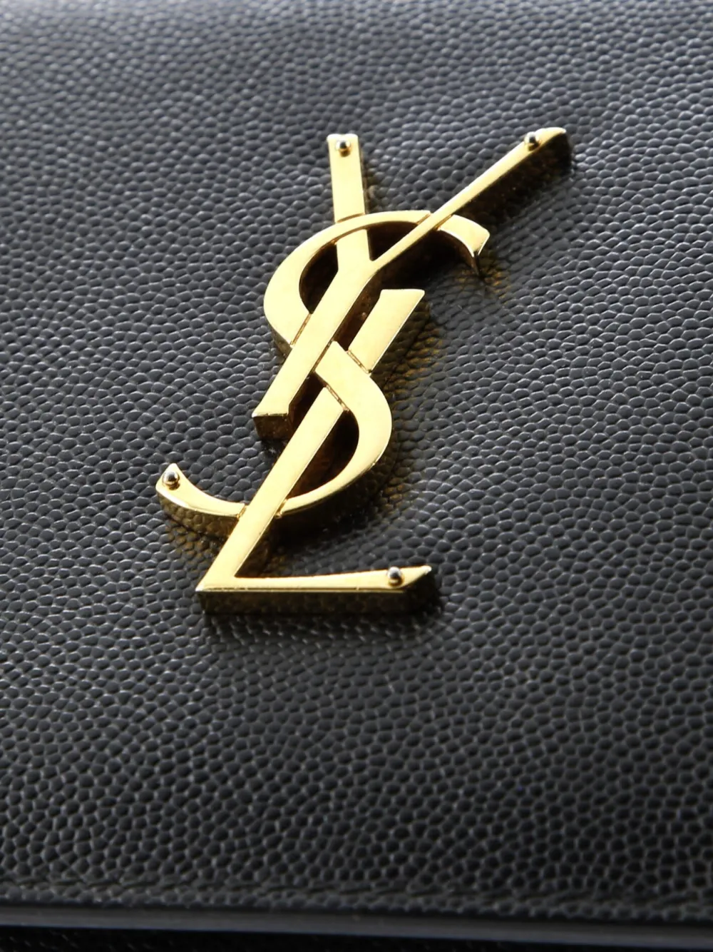 Pre-owned Saint Laurent Classic Monogram Grainy Leather Large Crossbody Bag In Black