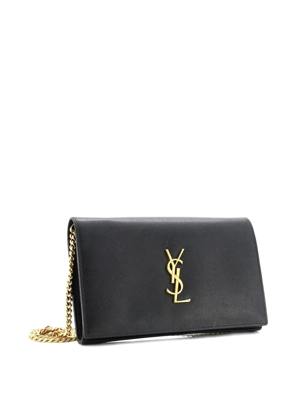 Pre-owned Saint Laurent Classic Monogram Grainy Leather Large Crossbody Bag In Black