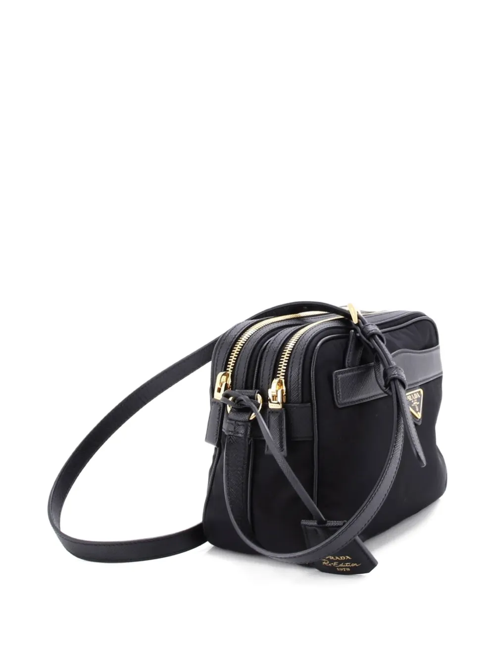  Prada Pre-owned Re-edition 1978 Front Pocket Re-nylon With Saffiano Leather Mini Shoulder Bag - Noir 