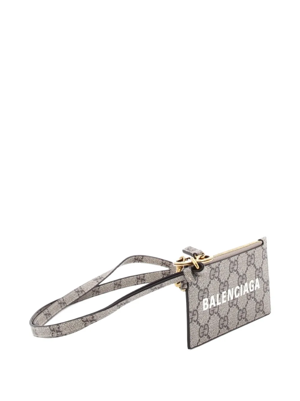  Gucci Pre-owned X Balenciaga The Hacker Project Zip Case With Strap Gg Coated Canvas Card Holder - Neutrals 