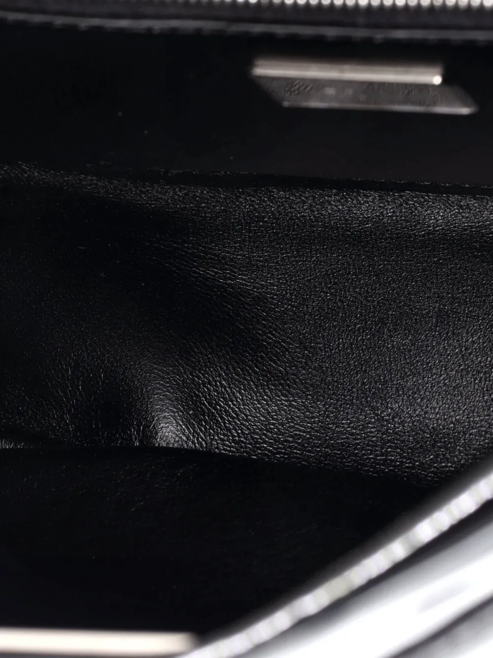 Pre-owned Fendi Resin Handle Peekaboo Bag Patent Mini Satchel In Black