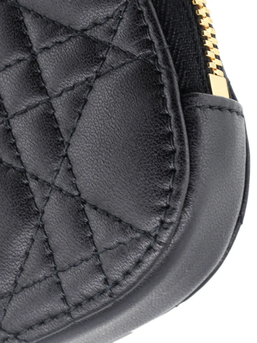 Pre-owned Dior Lady  Phone Holder On Chain Cannage Quilt Lambskin Crossbody Bag In Black