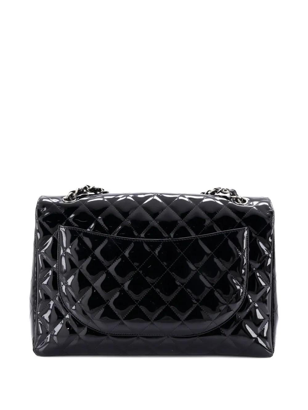 Pre-owned Chanel Classic Single Flap Bag Quilted Patent Maxi Shoulder Bag In Black