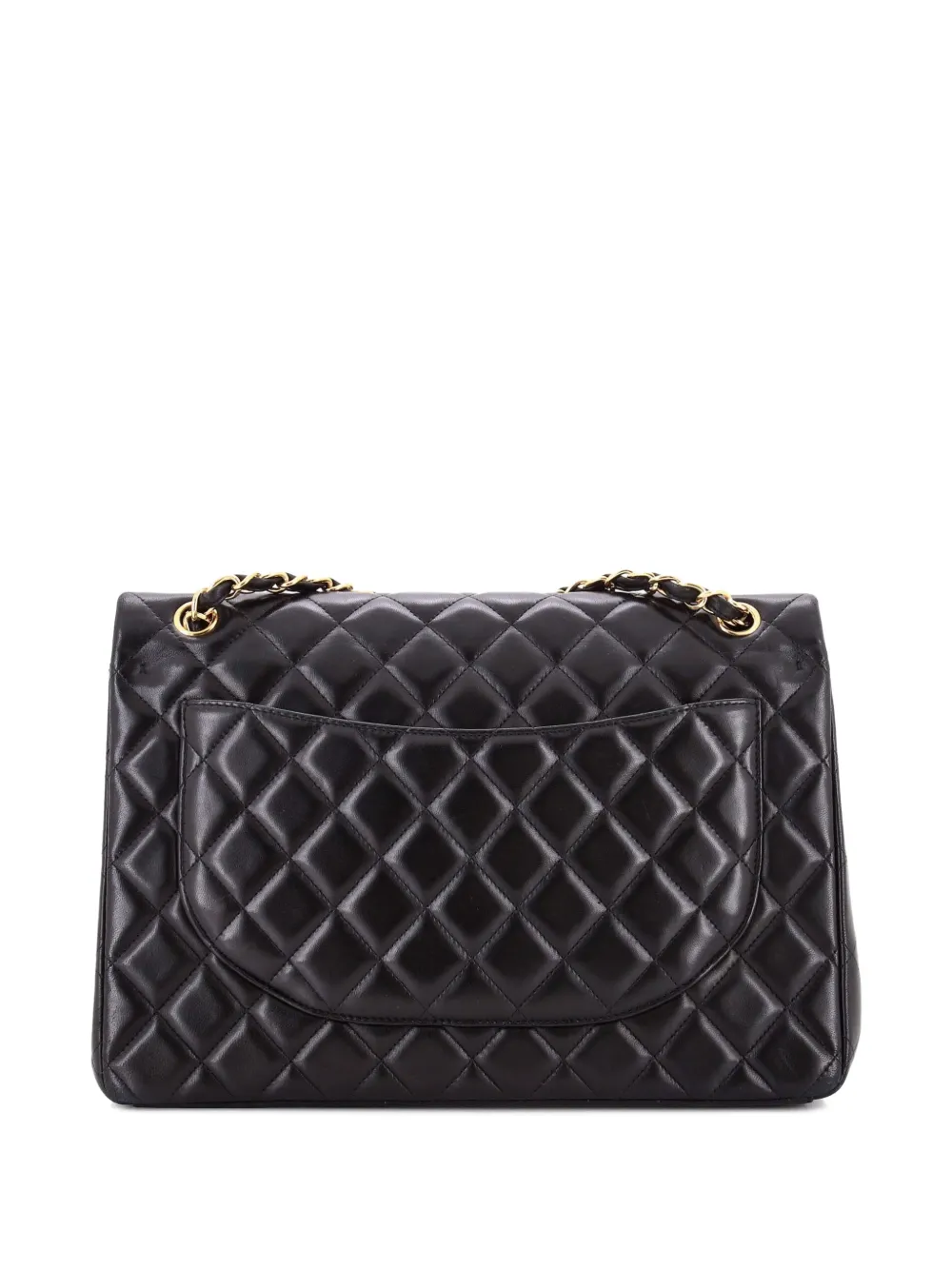 CHANEL Pre-owned Classic Double Flap Bag Quilted Lambskin Maxi Shoulder Bag In Black
