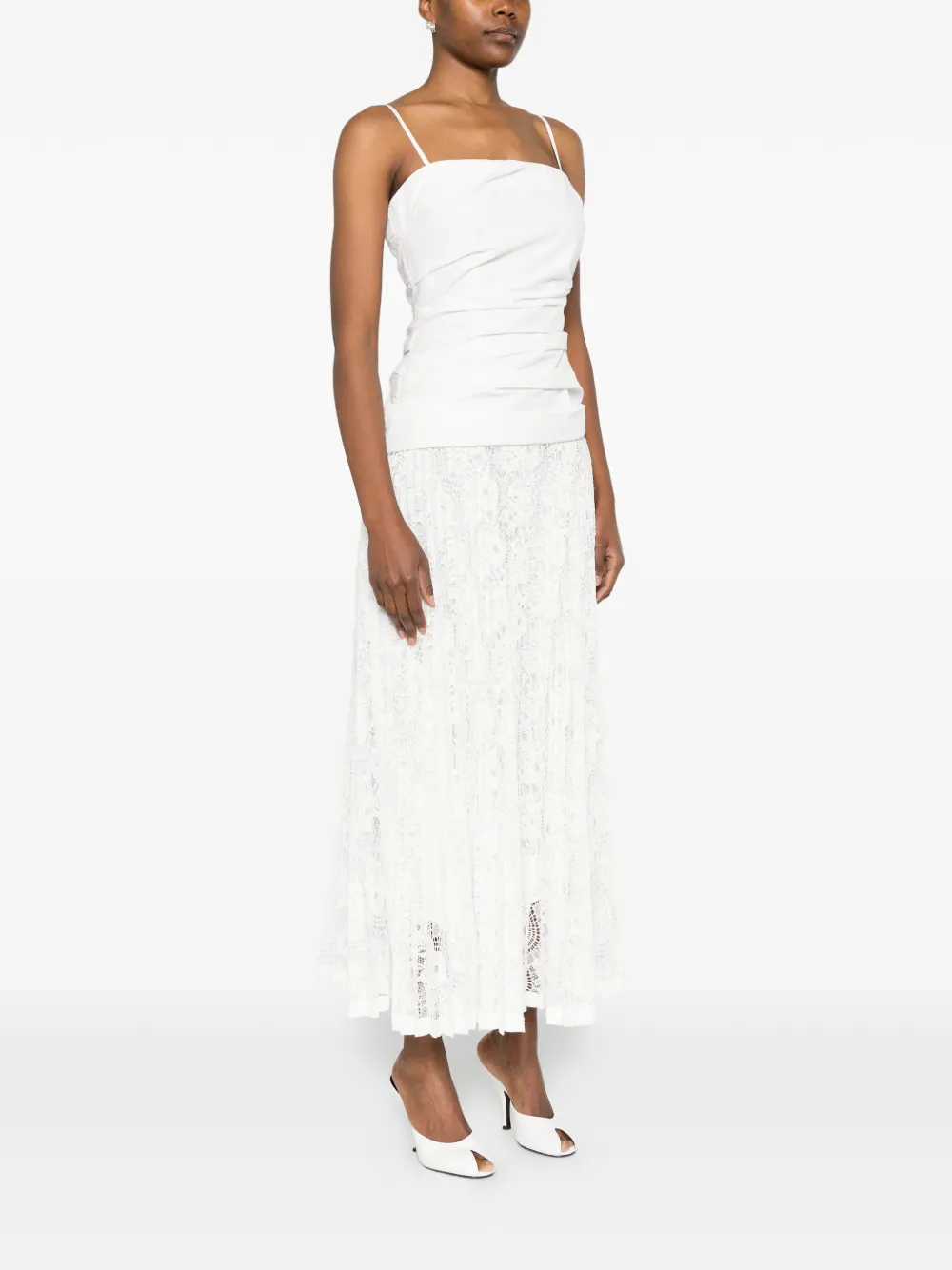 SIMKHAI Annalise kanten midi-jurk Wit