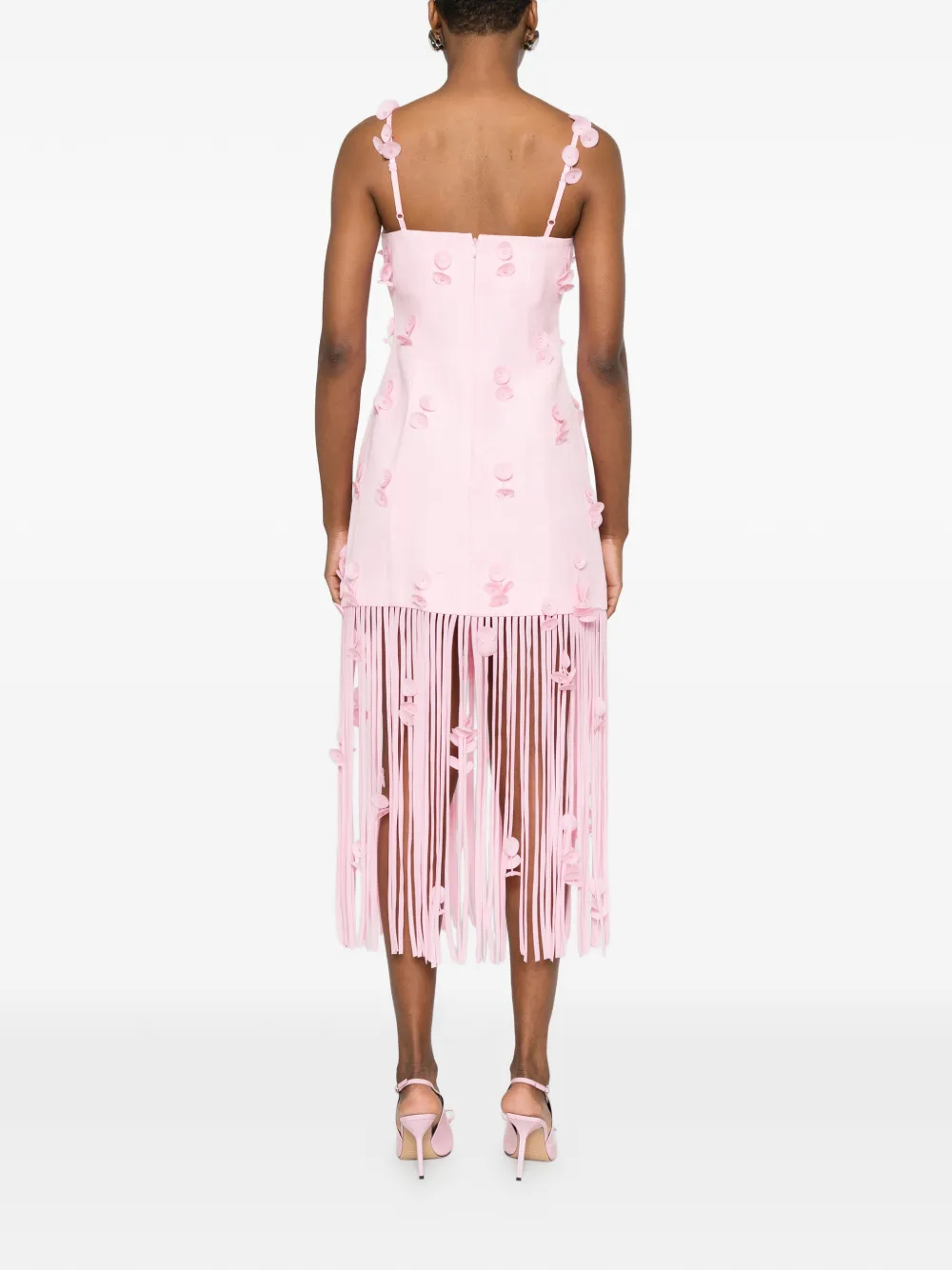 SIMKHAI Midi-jurk met bloemenprint en franje Roze