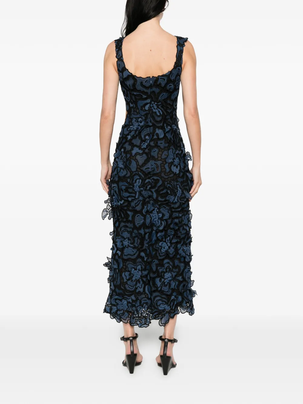 SIMKHAI Jurk met bloemenkant Blauw